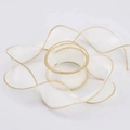 Cinta de organza ondulada de 4 cm blanco crema con borde dorado para DIY floral y regalos - Borde Dorado Blanco
