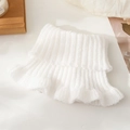 White knitted turtleneck dickey collar with ribbed texture and elegant ruffled edges - Adult Neck Warmer - White