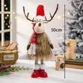 Plush Christmas reindeer decor in red hat and scarf, 50cm tall standing holiday ornament - Standing Style Brown Christmas Deer Man