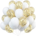 12-inch party balloon set with white latex balloons and golden sequin confetti fillers - White and Gold Confetti Combination