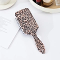 Rectangular hairbrush with leopard print handle and anti-static bristles on white surface - Classic Leopard