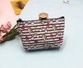 Detail of cute unicorn and rainbow pattern on a striped cartoon coin purse with zipper - Unicorn-13