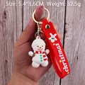 Christmas snowman PVC keychain with red wrist strap and golden ring for bags - Christmas Snowman-8