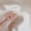 Elegant 925 silver gold-plated twisted knot stud earrings for women in a minimalist design - Hollow Circle / Gold