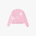 Maglione in maglia jacquard rosa Y2K Cupido con grafica streetwear e vista piatta - Taglia M / Rosa