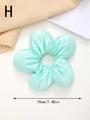 Detail of mint green floral hair scrunchie in satin fabric with 19cm size measurement - Light Green