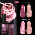 Macro de gel de uñas rosa con purpurina reflectante y efecto de línea de alta densidad - Gel De Línea De Diamante Fluorescente 03 (Rosa)