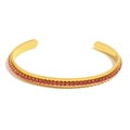 18K vergulde manchetarmband met een volledige rij glanzende roze strassteentjes - Armband met Zirkonia in het Midden / Goud Rood
