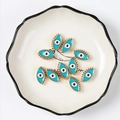 Alloy evil eye charms in cyan, gold, and white finishes for DIY bracelet making - 19*11*5mm 10Pcs/Pack / Lake Blue