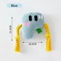 Blue plush flying disc toy with yellow rope knots for puppy interactive training - 11.5x10.5cm Chew Toy / Blue P Toy