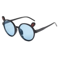 Gafas de sol redondas negras para niños con lentes azules y orejas de conejo - Montura Negra Lentes Azules