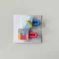 Kids geometric hair clips set with rainbow star patterns and colorful acrylic finish - 2 Pcs/Set / Square Rainbow