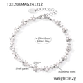 Elegante bracciale di perle da 170mm in acciaio inossidabile con dimensioni dettagliate - Bracciale Di Perle Color Acciaio