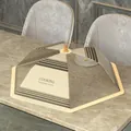 70cm large foldable mesh food cover in beige stripes for 5-7 dishes protection - Round 70cm / Striped Cooking