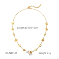 Detail showing gold star pendant dimensions and necklace length measurements on white background - Star Charm Style (HC-N40108)