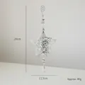 Stella di Natale d'argento da 29 cm in metallo con perline e ciondolo a goccia in cristallo - Stella 3D / Argento