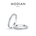 Minimalistischer S925 Sterling Silber Ring mit einer Reihe funkelnder Pavé-Zirkoniasteine - US Größe 5 / Silber
