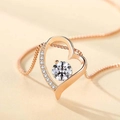 Elegant rose gold heart pendant necklace with shimmering zircon stones in a fine setting - Rose Gold Heart White Zirconia Pendant + O-Chain