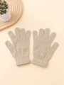Warm beige knitted gloves for men and women with ribbed cuffs for winter outdoor wear - One Size / Beige