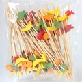 Bamboo cocktail picks with fruit shapes like pineapple and banana in a 100pcs pack - 12cm/100 Packs / Mixed Fruits