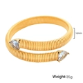 Golden snake-style spiral steel bracelet with two clear teardrop-shaped gemstones - White Zirconia