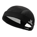 Black breathable mesh skull cap with white side embroidery for men's summer fashion - Adjustable / Black