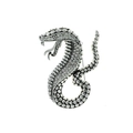 Macro shot of retro silver snake brooch with sparkling rhinestones and scale texture - Silver Cobra