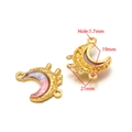 Golden moon-shaped pendant with pink-purple enamel and 1.7mm hole for DIY jewelry - 19*21mm Gold Moon With Colorful Stone - Color 02