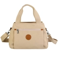 Beige versatile large capacity tote bag with top handles and adjustable shoulder strap - Khaki