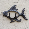 Marine style bronze cast iron flying fish wall hook with double hangers 17.5cm - Flying Fish Double Hook / Bronze