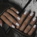 Uñas postizas blancas brillantes minimalistas con elegante forma rectangular plana - Blanco Puro (XA-51-51)