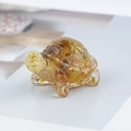 Translucent brown resin turtle figurine with gold foil flakes and crystal texture - 45 Yellow Agate + Gold Foil