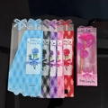 Pink gold foil rose in a transparent decorative gift box with blue diamond pattern design - Foldable Transparent Box