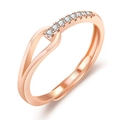 Minimalist open ring in rose gold finish featuring a split band with sparkling crystals - Slim Rhinestone / Rose Gold-J342