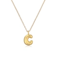Detailed view of a 3D gold-plated letter C pendant on a delicate O-chain necklace - Letter C