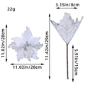 White Christmas poinsettia decoration with silver glitter and dimensions 28x29cm - White