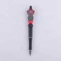 Detail of beaded ballpoint pen featuring creative clown character and colorful silicone beads - Clown