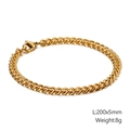 Bracciale a catena cubana dorato in acciaio inossidabile da uomo con chiusura a moschettone - Stile Oro 5mm (KB126671-Z)