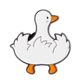 Épingle en émail canard blanc mignon avec bec orange et finition métallique brillante - Oie Blanche avec Tête Penchée (xz6710)