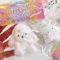 White rabbit squishy pinch toy in transparent packaging from the Pinch Family collection - Lop-eared Rabbit