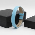 Light blue leather 10mm DIY keychain strap with white stitching and metal buckle - 10MM Faux Leather Wristband-Sky Blue (Round Buckle)
