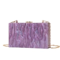 Elegant purple marble acrylic evening clutch with gold chain strap for women - Purple
