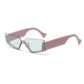 Gafas de sol ojo de gato retro Y2K con montura rosa y cristales azules - Montura Rosa Lentes Verdes Transparentes