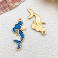 Blue and gold alloy mermaid pendants for DIY jewelry making and ocean-themed accessories - 1pc Mermaid 13x29mm Blue