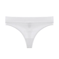 Athletic ribbed cotton thong for women in white with high-cut design and breathable fabric - S / White