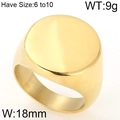 Minimalist gold-plated stainless steel signet ring for men in 18mm width polished finish - Round Signet Gold(KR47940-K)