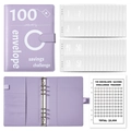 Purple A5 savings challenge binder with transparent envelopes and $5,050 tracker card - Savings Challenge Set / Purple