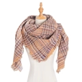 Checkered plaid scarf with colorful fringe detail on mannequin for autumn winter fashion - Thick Plaid Dark Yellow