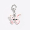 Detail of pink floral acrylic butterfly keychain with To my beautiful Mom engraving - Pink Butterfly - To My Beautiful Mom