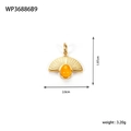 Schema tecnico con dimensioni e peso del ciondolo a ventaglio in oro e pietra gialla - WP36886B9-Stile Pietra Gialla